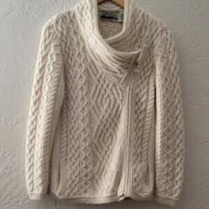 Aran Crafts Cable Knit Side Zipper Sweater Size Small
